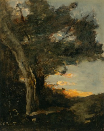 Tramonto con una leonessa da Jean Baptiste Camille Corot